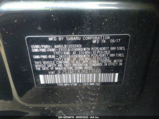JF2SJAEC8JH473566 Subaru Forester Premium