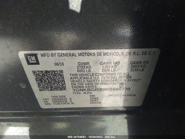 2019 Chevrolet Blazer, VIN: 3GNKBGRS9KS686770