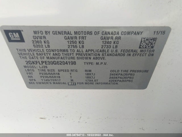 GMC Terrain Slt 2016 2GKFLPE39G6204198 Image 9