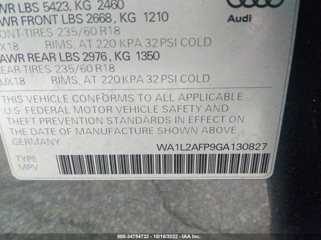 WA1L2AFP9GA130827 Audi Q5 Premium Plus