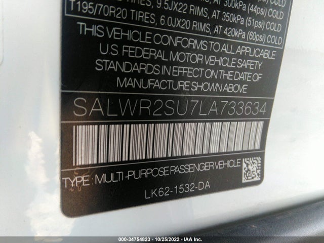 2020 Land Rover Range Rover Sport, VIN: SALWR2SU7LA733634