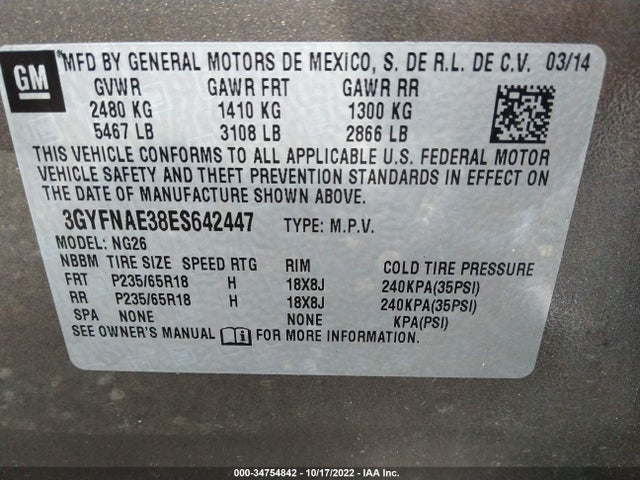 Cadillac Srx Base 2014 3GYFNAE38ES642447 Image 9