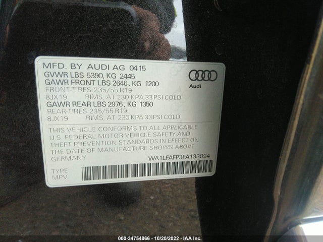 Audi Q5 Premium Plus 2015 WA1LFAFP3FA133094 Image 9