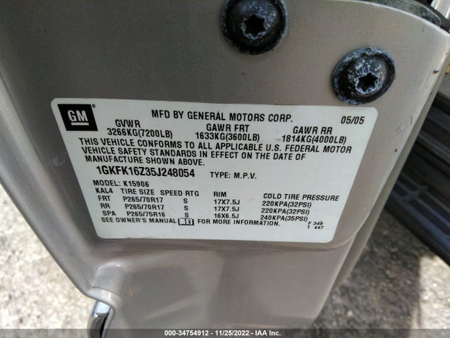GMC Yukon Xl Slt 2005 1GKFK16Z35J248054 Image 10