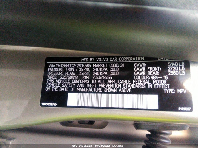 2015 Volvo XC60, VIN: YV426MDC2F2604565