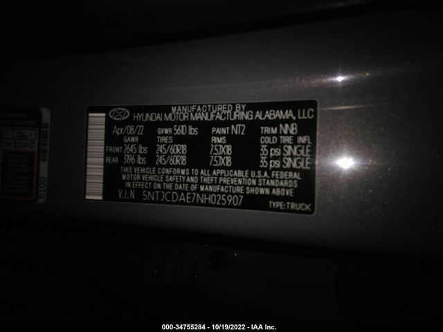 2022 Hyundai Santa Cruz, VIN: 5NTJCDAE7NH025907