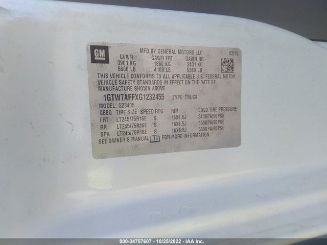 2016 GMC Savana, VIN: 1GTW7AFFXG1232455