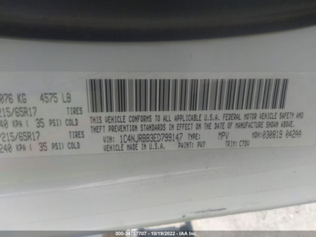 1C4NJRBB3ED799147 Jeep Patriot Sport