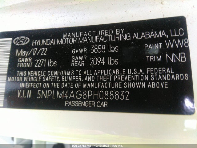 2023 HYUNDAI ELANTRA SEL VIN: 5NPLM4AG8PH088832