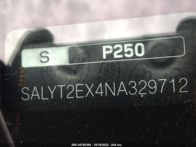 2022 Land Rover Range Rover Velar, VIN: SALYT2EX4NA329712