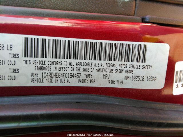 1C4RDHEG4FC194457 Dodge Durango Citadel