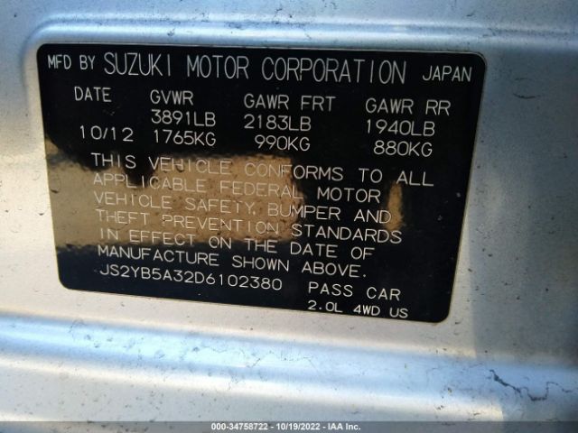 JS2YB5A32D6102380 Suzuki Sx4 Crossover