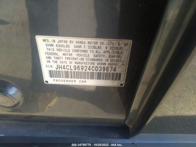 Acura TSX 2004 JH4CL96924C039674 Image 10