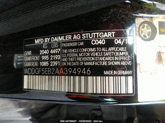 2010 MERCEDES-BENZ C-CLASS C 300 VIN: WDDGF5EB2AA394946