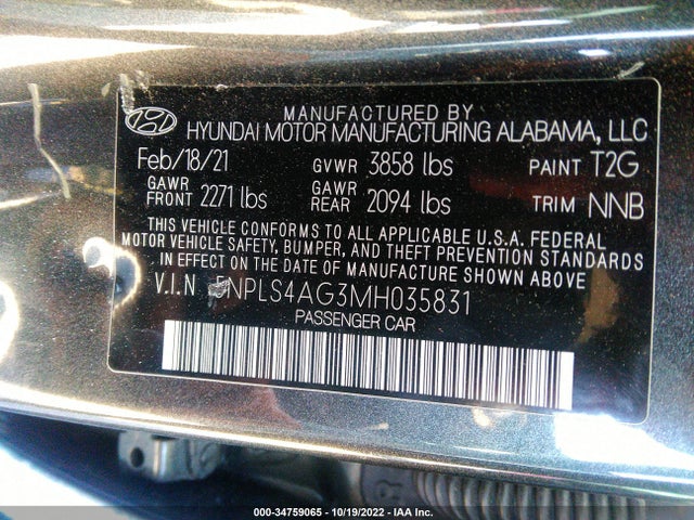 Hyundai ELANTRA SEL 2021 5NPLS4AG3MH035831 Image 9