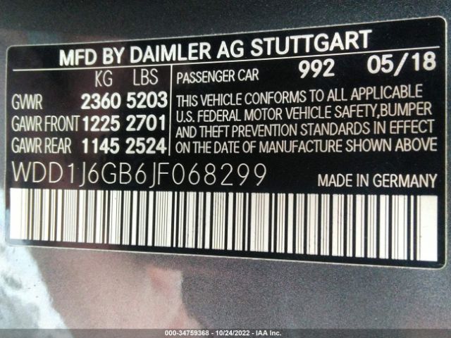 WDD1J6GB6JF068299 Mercedes-Benz E 400 4matic