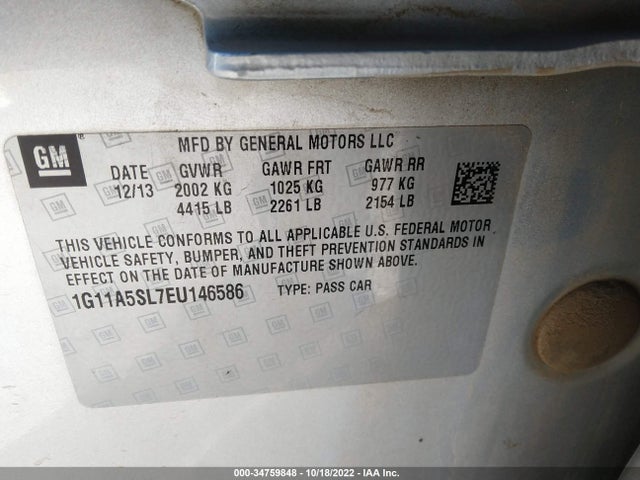 Chevrolet MALIBU LS 2014 1G11A5SL7EU146586 Image 10