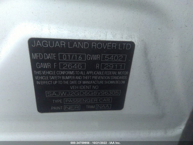 2016 Jaguar XJ, VIN: SAJWJ2GD6G8V96305
