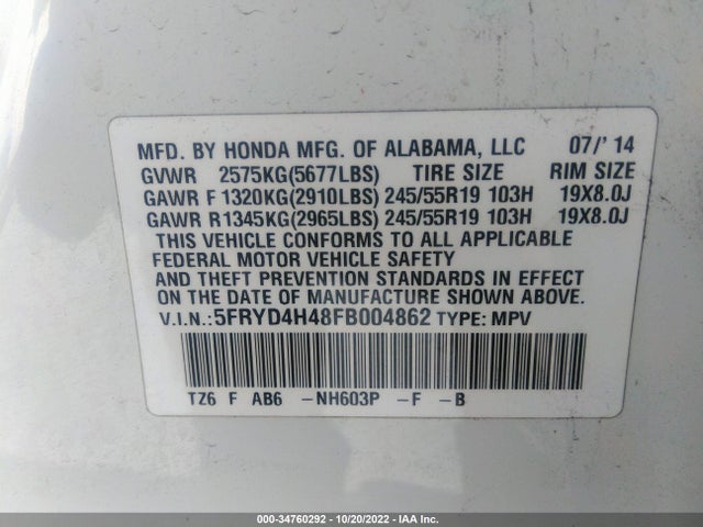 2015 Acura MDX, VIN: 5FRYD4H48FB004862