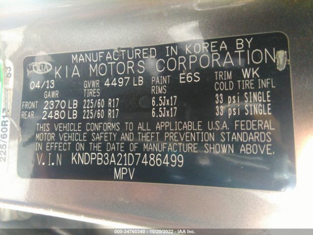 KNDPB3A21D7486499 KIA Sportage Lx