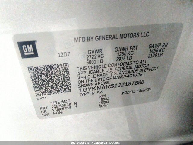 Cadillac XT5 2018 1GYKNARS1JZ187888 Image 10