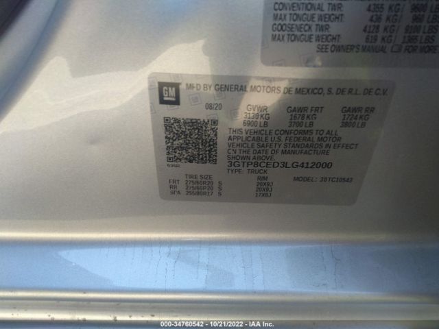 3GTP8CED3LG412000 GMC Sierra 1500 Elevation