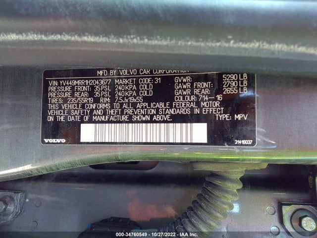 Volvo XC60 2017 YV449MRR1H2043677 Image 9