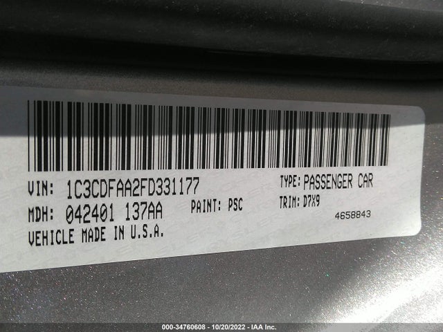 Dodge DART SE 2015 1C3CDFAA2FD331177 Image 9
