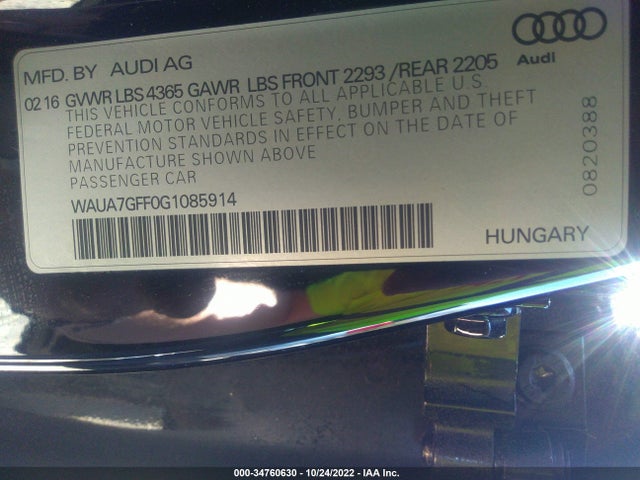 2016 Audi A3, VIN: WAUA7GFF0G1085914