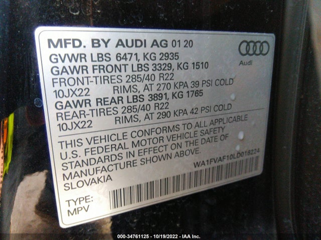 2020 Audi Q8, VIN: WA1FVAF10LD016224