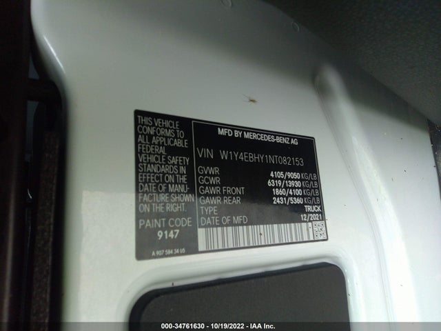 2022 Mercedes-Benz Sprinter, VIN: W1Y4EBHY1NT082153