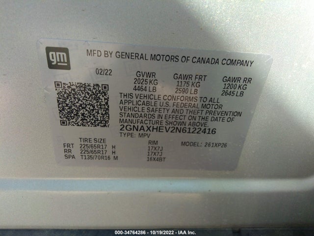 Chevrolet EQUINOX LS 2022 2GNAXHEV2N6122416 Image 9