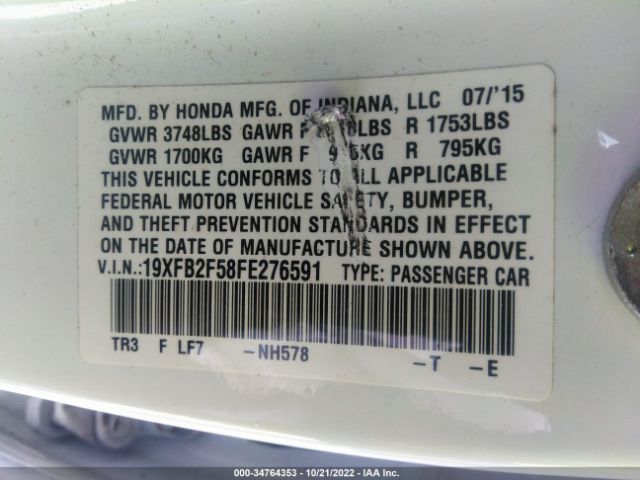 19XFB2F58FE276591 Honda Civic Sedan Lx