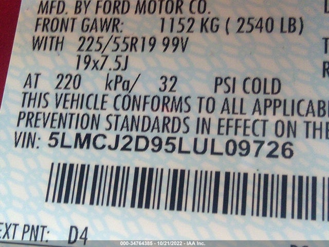 2020 Lincoln Corsair, VIN: 5LMCJ2D95LUL09726