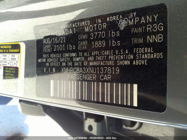 KMHRC8A3XNU137819 Hyundai Venue Sel