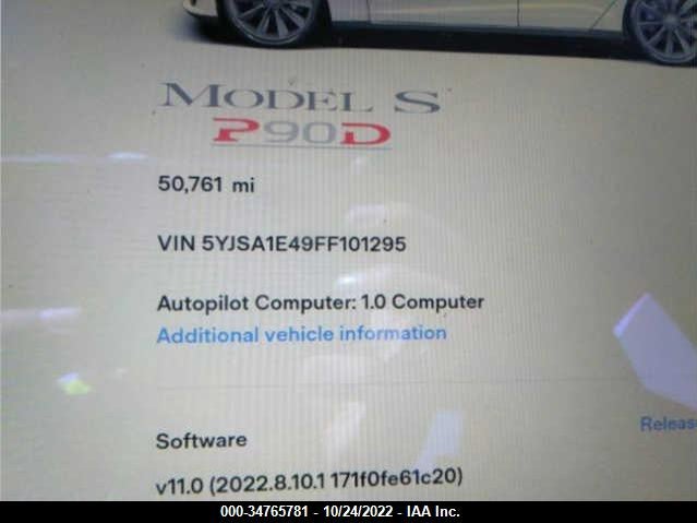 Tesla Model S P90d 2015 5YJSA1E49FF101295 Image 8
