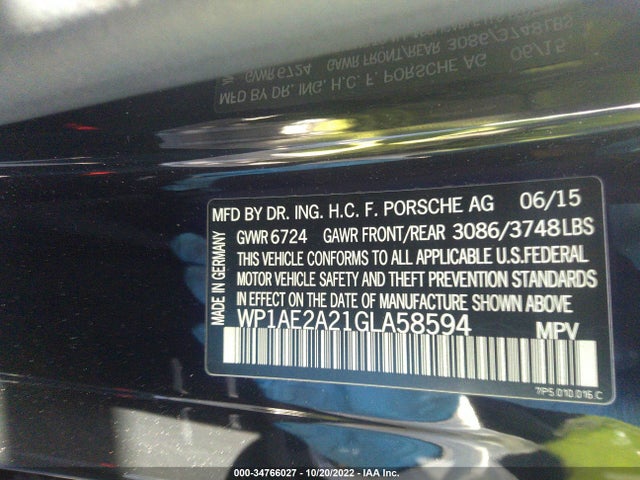 2016 Porsche Cayenne, VIN: WP1AE2A21GLA58594