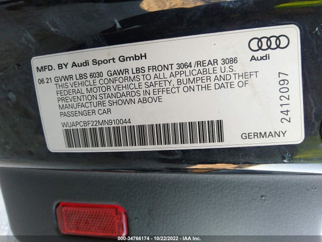 2021 Audi RS 7, VIN: WUAPCBF22MN910044