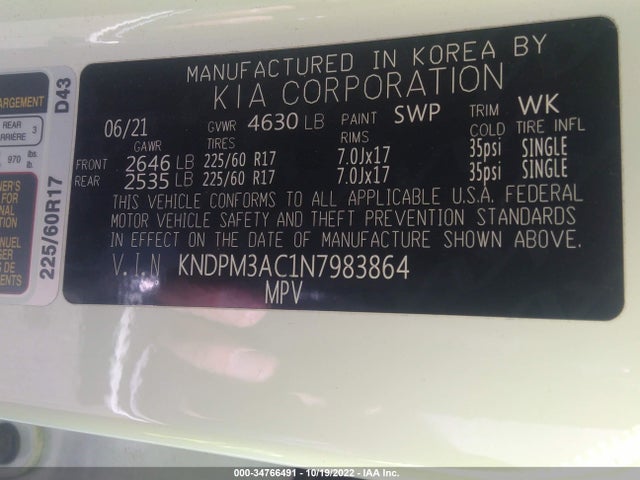 2022 Kia Sportage, VIN: KNDPM3AC1N7983864