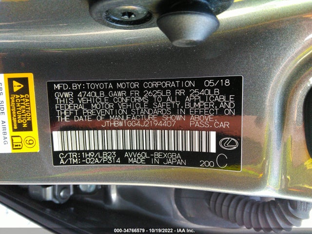 2018 Lexus ES, VIN: JTHBW1GG4J2194407