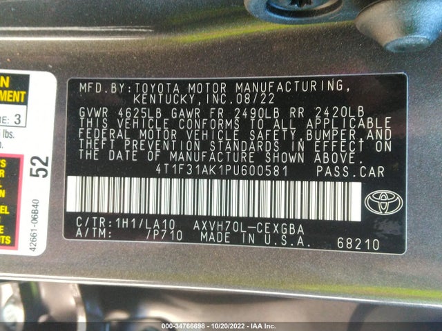 2023 Toyota Camry, VIN: 4T1F31AK1PU600581