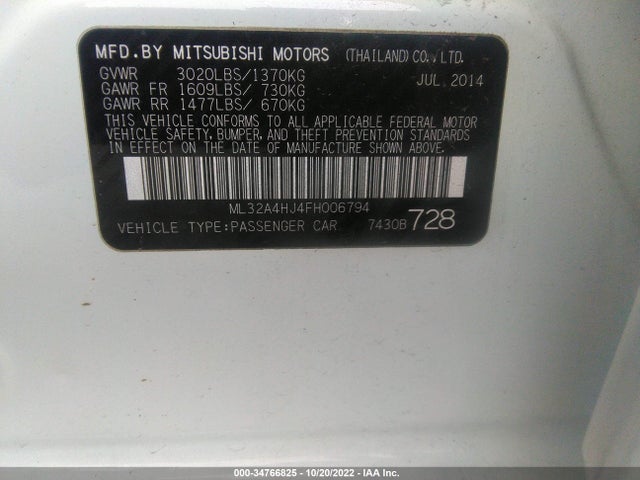 ML32A4HJ4FH006794 Mitsubishi Mirage Es/rf