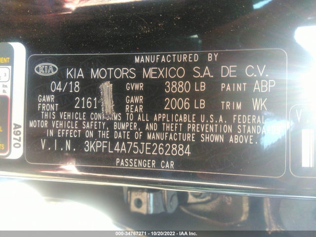 2018 Kia Forte, VIN: 3KPFL4A75JE262884