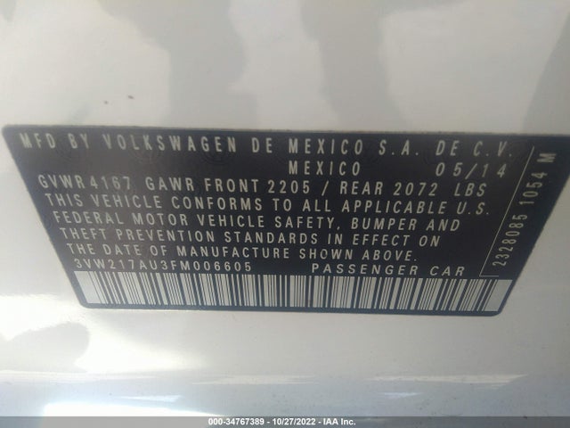 2015 Volkswagen Golf, VIN: 3VW217AU3FM006605