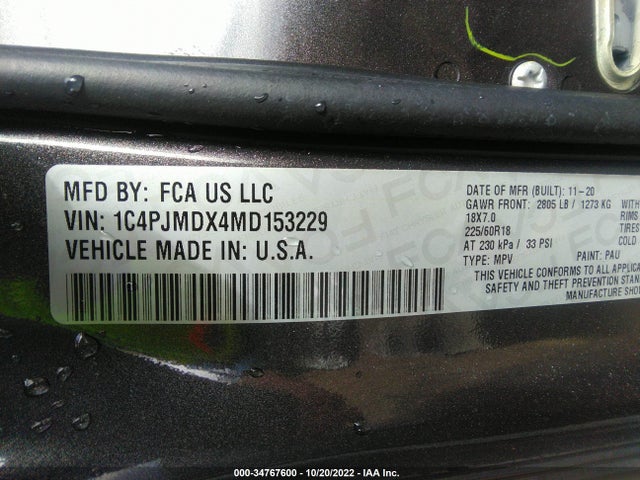 2021 Jeep Cherokee, VIN: 1C4PJMDX4MD153229
