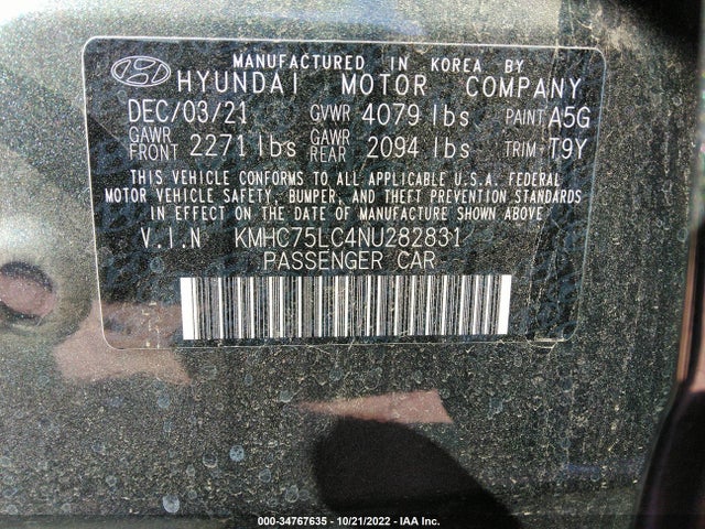 2022 Hyundai Ioniq, VIN: KMHC75LC4NU282831