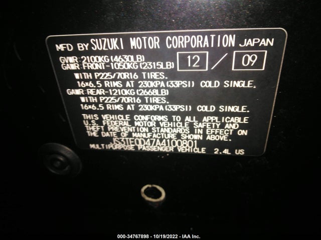 JS3TE0D47A4100801 Suzuki Grand Vitara