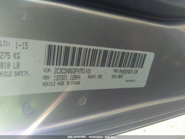 Dodge Charger Se 2015 2C3CDXBG3FH751431 Image 9