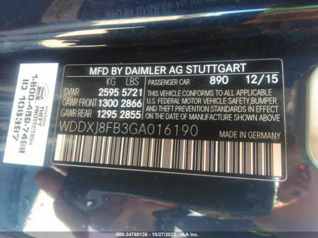 WDDXJ8FB3GA016190 Mercedes-Benz S-class S 550