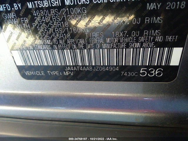 JA4AT4AA8JZ064904 Mitsubishi Eclipse Cross Le